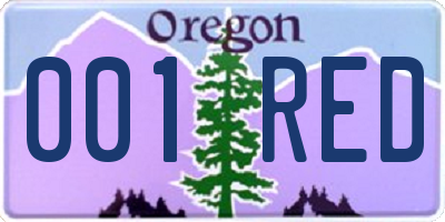 OR license plate 001RED