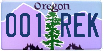 OR license plate 001REK