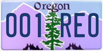 OR license plate 001REO