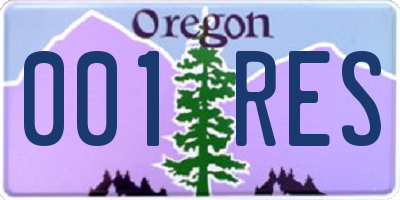 OR license plate 001RES