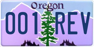 OR license plate 001REV