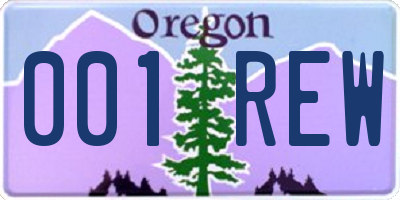 OR license plate 001REW