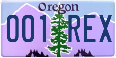 OR license plate 001REX