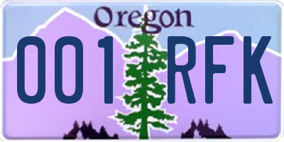 OR license plate 001RFK