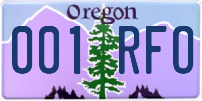 OR license plate 001RFO