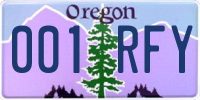 OR license plate 001RFY