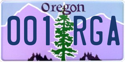 OR license plate 001RGA