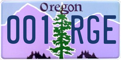 OR license plate 001RGE