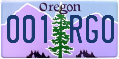 OR license plate 001RGO