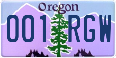 OR license plate 001RGW