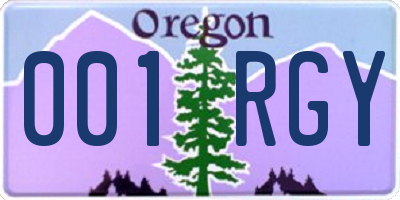 OR license plate 001RGY