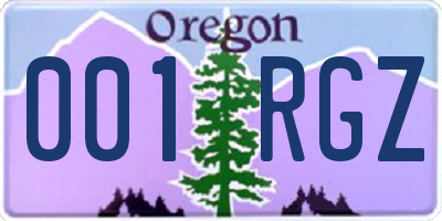 OR license plate 001RGZ