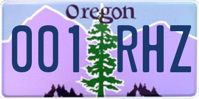 OR license plate 001RHZ