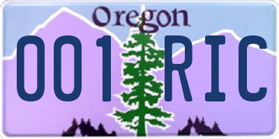 OR license plate 001RIC