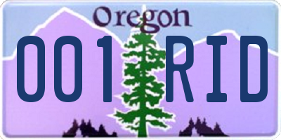 OR license plate 001RID