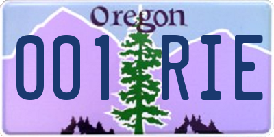 OR license plate 001RIE
