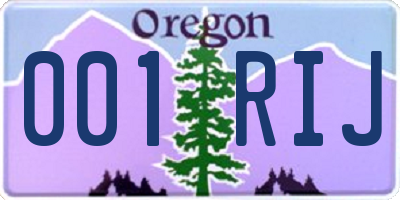 OR license plate 001RIJ