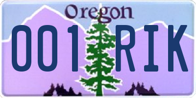 OR license plate 001RIK