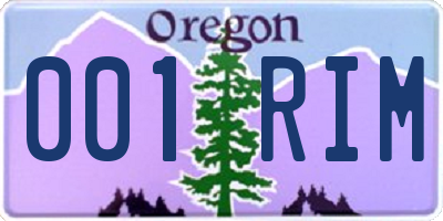 OR license plate 001RIM