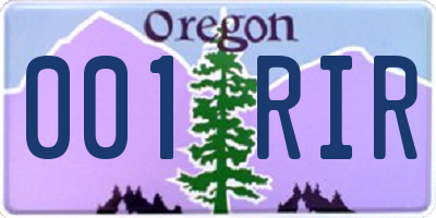 OR license plate 001RIR