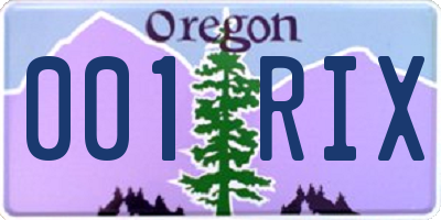 OR license plate 001RIX