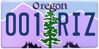 OR license plate 001RIZ