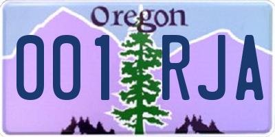 OR license plate 001RJA