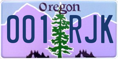 OR license plate 001RJK