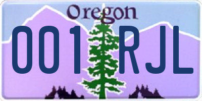 OR license plate 001RJL