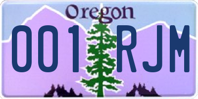 OR license plate 001RJM