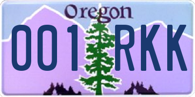 OR license plate 001RKK