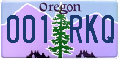 OR license plate 001RKQ