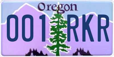 OR license plate 001RKR