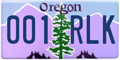 OR license plate 001RLK