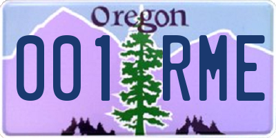 OR license plate 001RME