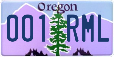 OR license plate 001RML