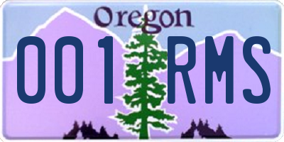 OR license plate 001RMS