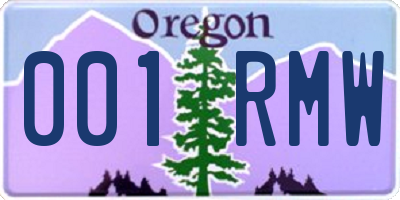 OR license plate 001RMW