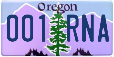 OR license plate 001RNA