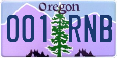 OR license plate 001RNB