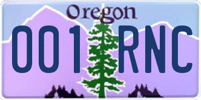 OR license plate 001RNC