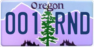 OR license plate 001RND