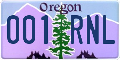 OR license plate 001RNL