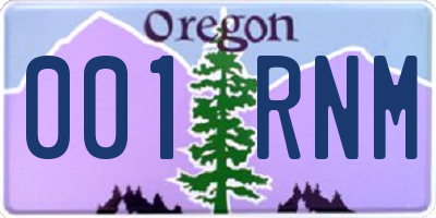 OR license plate 001RNM