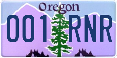 OR license plate 001RNR