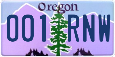 OR license plate 001RNW