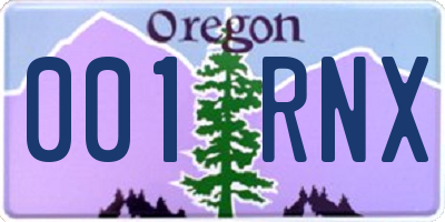 OR license plate 001RNX