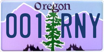 OR license plate 001RNY