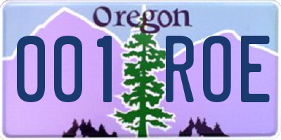 OR license plate 001ROE