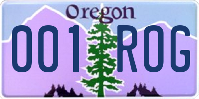 OR license plate 001ROG